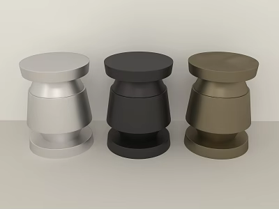 Modern Minimalist Stools In Silver Black And Brown With Round Seat Design 3d model