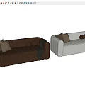 Modern multi-person sofa with armrest in-line pillow towel 3d model
