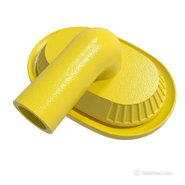 Yellow Cleaning Brush With Cylindrical Handle And Bristled Base Structure 3d model