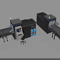 Automated Industrial Equipment with Conveyor Belt Control Console and Gas Cylinders
