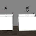 White Square Bathroom Sinks With Wall Faucets Grey Wall And Wooden Floor