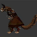Mythical Fantasy Creature With Horns Sharp Teeth Leather Outfit Tail And Claws