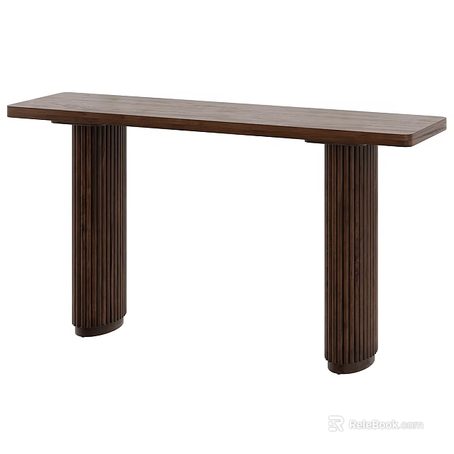Modern Wooden Entryway Console Table With Fluted Columns And Sleek Design 3d model