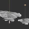 Modern White Layered Chandeliers With Golden Brackets Illuminated On Gray Wall