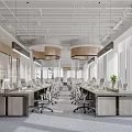 Bright Modern Public Office Space With Workstations Computers Ergonomic Chairs And Natural Light