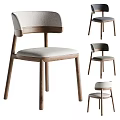 Modern Minimalist Dining Chair With Wooden Frame And Upholstered Seat Backrest