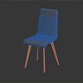 Modern Light Grey Fabric Dining Chair With Vertical Striped Back And Wooden Legs