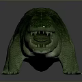 Realistic Green Crocodile 3D Model With Detailed Skin Texture And Open Mouth