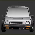 Silver Small Car With Roof Rack Red Trim And Cartoon Style Design