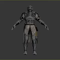 Medieval Knight Armor With Shiny Metal Plates And Waist Pouch