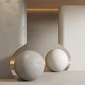 Modern White Spherical Floor Lamp With Gold Frame In Minimalist Interior 3d model