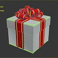 White Gift Box With Red And Gold Ribbons And Large Bow For Daily Life