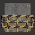Household Gray Storage Units With Yellow Black Safety Barriers And Smooth Surface