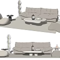 Modern Cassina Sofa Coffee Table Combination 3d model