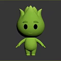 Green Game and Movie Character With Flame Shaped Head Black Eyes Cute Design