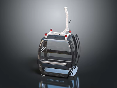 Transparent Gondola Cabin Featuring Modern Metal Frame Top Connection Structure And Reflective Base 3d model
