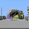 NICHE PLAY Joyful Event Booth With Black White Checkered Design And Display Stands