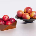 Ceramic Containers Brown Box And Black Plate Holding Plums And Nectarines