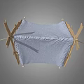 Simple Handmade Outdoor Tent With Wooden Frame And Light Blue Fabric Cover
