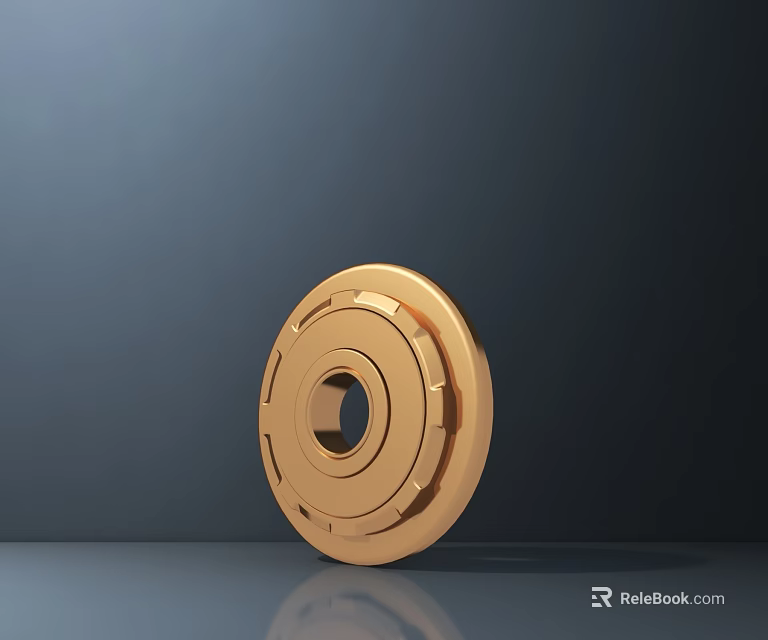 Golden Circular Commercial Equipment Mechanical Component Featuring Industrial Structure Design 3d model 
