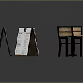 Minimalist Cafe Wooden Table Chairs With Black White Menu Signboards