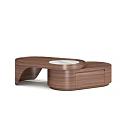 Modern Walnut Coffee Table With Oval Design And White Top Surface 3d model