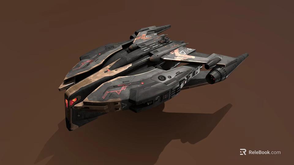 Futuristic Interstellar Spaceship Design With Armored Hull Plasma Engines And Sleek Wings 3d model 