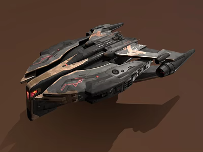 Futuristic Interstellar Spaceship Design With Armored Hull Plasma Engines And Sleek Wings 3d model