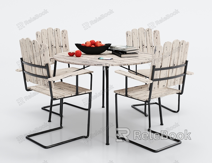 Industrial LOFT dining table and chair combination shabby dining table and chair decoration combination model