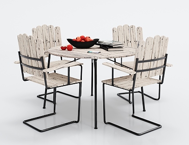 Industrial LOFT dining table and chair combination shabby dining table and chair decoration combination 3d model