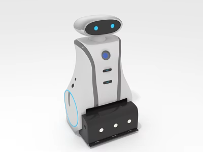 Modern White and Gray Robot With Blue Eyes And Interactive Design Features 3d model
