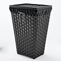 Black Woven Storage Basket With Lid And Bow Decoration For Home Organization