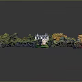 Castle Architecture Surrounded By Green Lawns Autumn Trees And Garden Pathways