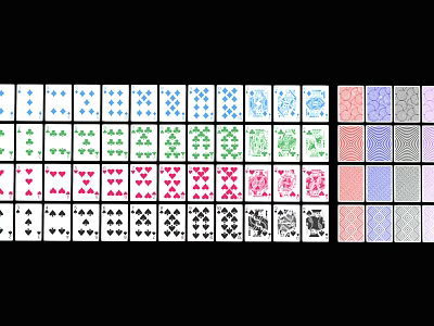 Colorful Playing Cards With Various Suits And Patterns For Household Entertainment 3d model