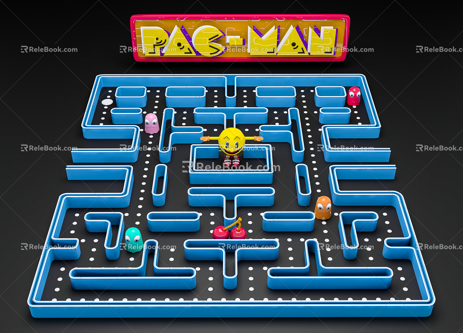 Modern game machine Pac-Man character cartoon 3d model