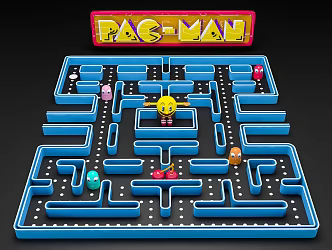 Modern game machine Pac-Man character cartoon 3d model