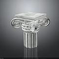 Classical Stone Column Capital With Fluted Shaft And Scroll Decorations 3d model