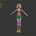 Child Wearing School Uniform White Shirt Green Tie Green Plaid Skirt Standing With Arms Outstretched