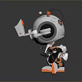 Game And Movie Robot Character With White Orange Mechanical Design Round Head Arms And Antennas