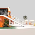 Mistine Orange Container Exhibition Booth With Decorative Design Elements And Brand Signage 3d model