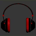 Red And Black Over Ear Computer Headphones With Ergonomic Design And Soft Ear Cushions