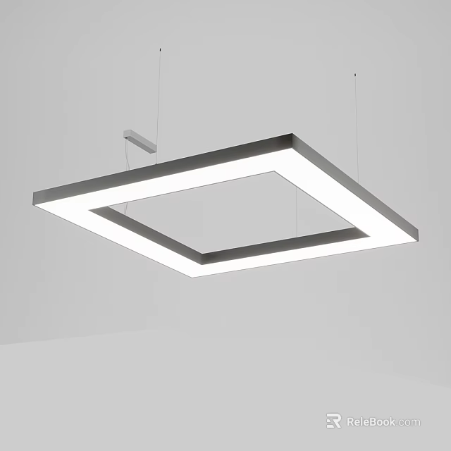 Modern Minimalist Square Ceiling Chandelier With White Light And Black Frame Design 3d model 
