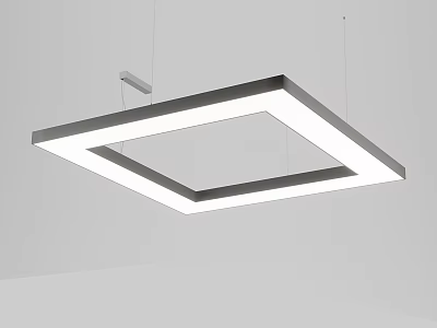 Modern Minimalist Square Ceiling Chandelier With White Light And Black Frame Design 3d model