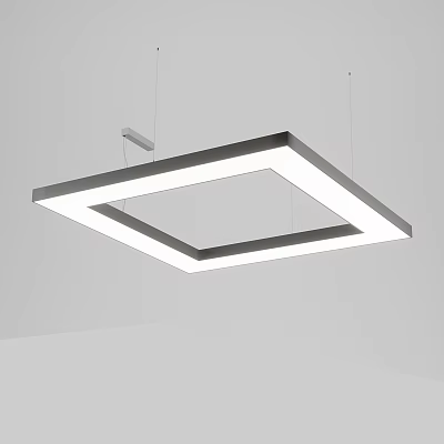 Modern Minimalist Square Ceiling Chandelier With White Light And Black Frame Design 3d model