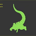 Green Dinosaur Model with Long Tail White Spiky Back Protrusions and Shiny Texture