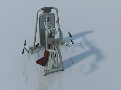 Seated Chest Press Fitness Machine With Silver Frame And Red Seat Cushion 3d model