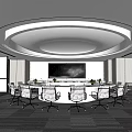 Modern Meeting Room Conference Table and Chair Combination Projection Curtain Movable Conference Table Carpet Multifunctional Meeting Room 3d model