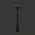 Classic Traditional Street Lamp Design With Ornate Base Decorative Pole And Multiple Lanterns