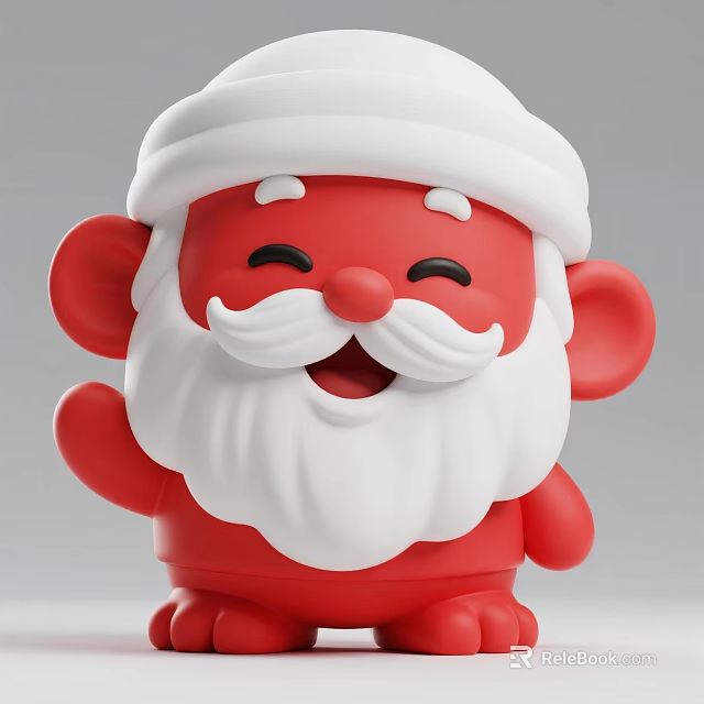 Cute Red Santa Doll With White Beard And Smiling Face Waving Hand 3d model 