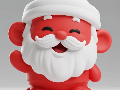 Cute Red Santa Doll With White Beard And Smiling Face Waving Hand 3d model